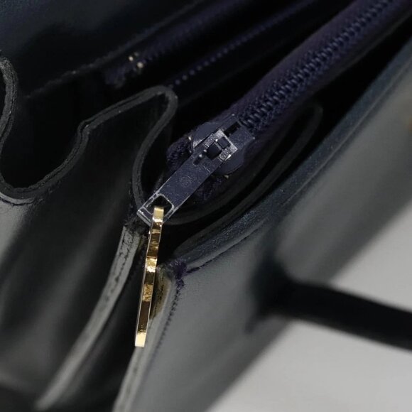 Christian Dior Hand Bag Leather Navy Gold Auth bs22492 - Picture 10 of 16